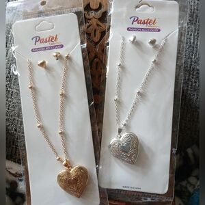 Pastels Gold Or Silver Heart Locket Pendant Necklace NWT